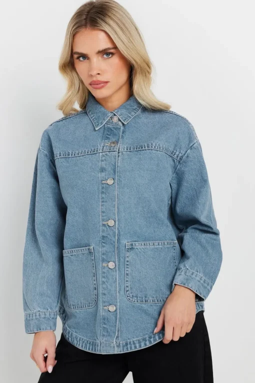 Pixiegirl Petite Light Blue Denim Shacket