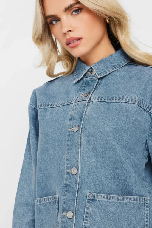 Pixiegirl Petite Light Blue Denim Shacket