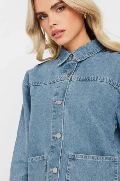 Pixiegirl Petite Light Blue Denim Shacket