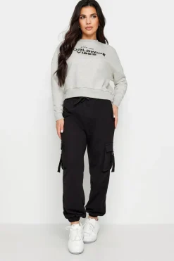 Pixiegirl Petite Light Grey 'Worldwide Vibes' Slogan Cropped Sweatshirt