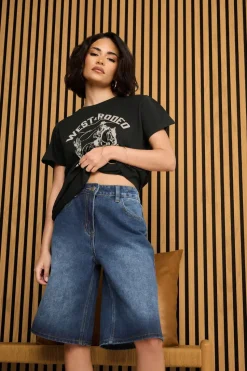 Pixiegirl Petite Mid Blue Denim Jorts