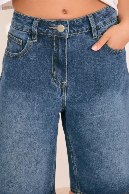Pixiegirl Petite Mid Blue Denim Jorts