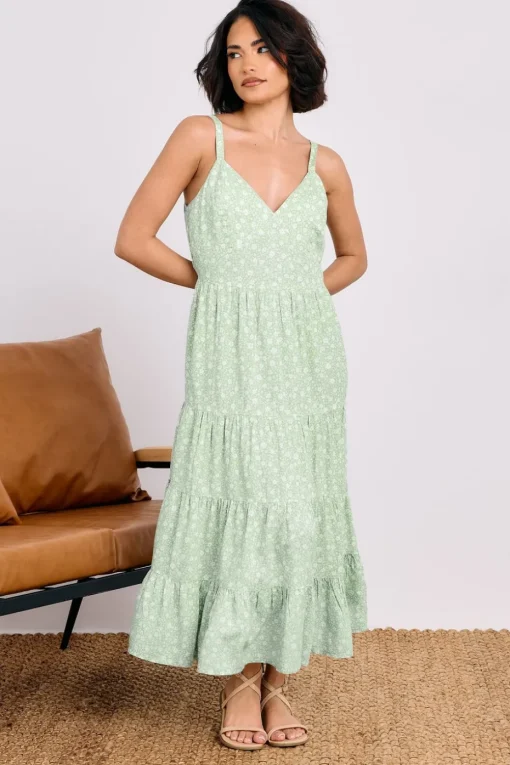 Pixiegirl Petite Mint Green Floral Tie Back Midi Dress