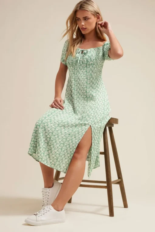 Pixiegirl Petite Mint Green Floral Tie Front Midi Dress