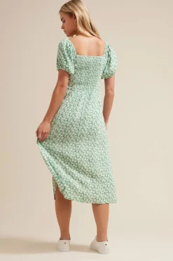 Pixiegirl Petite Mint Green Floral Tie Front Midi Dress