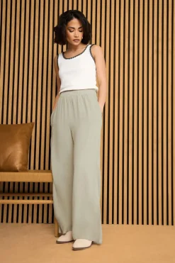 Pixiegirl Petite Natural Brown Acid Wash Wide Leg Trousers