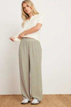 Pixiegirl Petite Natural Brown Acid Wash Wide Leg Trousers