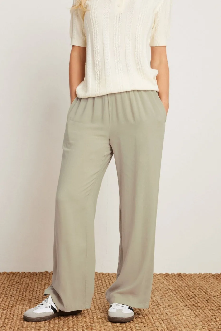 Pixiegirl Petite Natural Brown Acid Wash Wide Leg Trousers