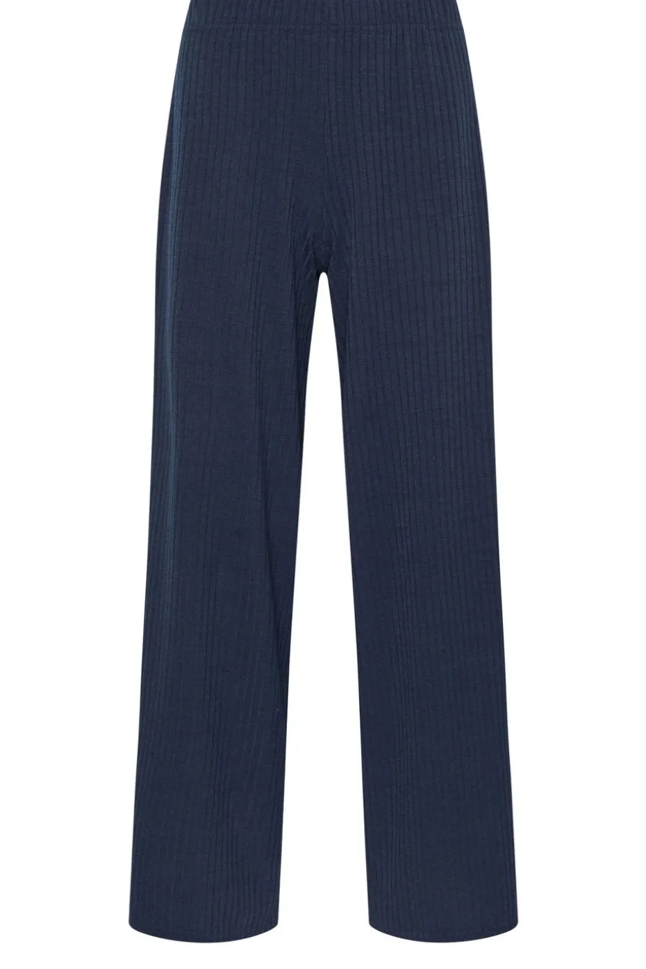 Pixiegirl Petite Navy Blue Ribbed Wide Leg Trousers