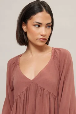 Pixiegirl Petite Pink Woven Tie Back Smock Dress