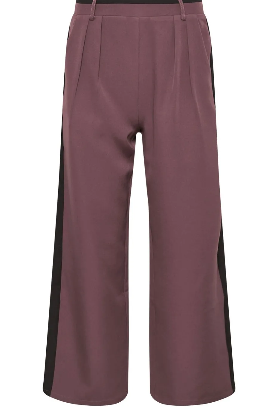 Pixiegirl Petite Purple Side Stripe Contrast Waist Wide Leg Trousers