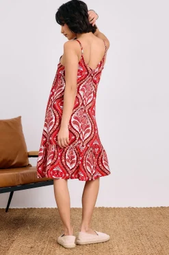 Pixiegirl Petite Red Paisley Print Slip Midi Dress