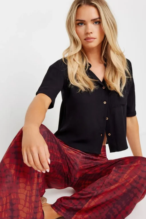 Pixiegirl Petite Red Snake Print Wide Leg Trousers