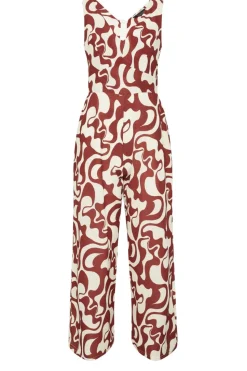 Pixiegirl Petite Red Swirl Print Wide Leg Jumpsuit