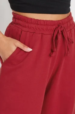 Pixiegirl Petite Red Wide Leg Hem Detail Jogger