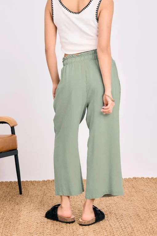 Pixiegirl Petite Sage Green Acid Wash Cropped Trousers
