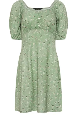 Pixiegirl Petite Sage Green Ditsy Floral Print Mini Dress