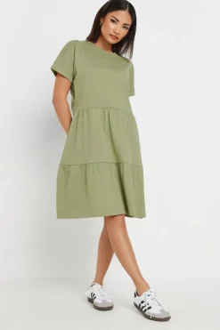 Pixiegirl Petite Sage Green Tiered Smock Dress