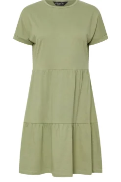 Pixiegirl Petite Sage Green Tiered Smock Dress