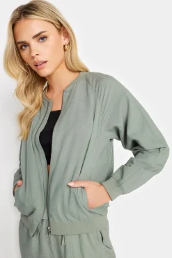 Pixiegirl Petite Sage Green Linen Bomber Jacket