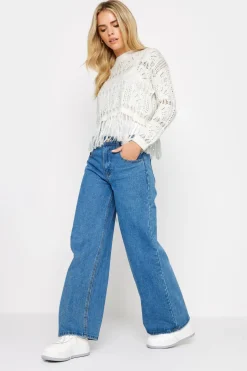 Pixiegirl Petite White Crochet Tassel Jumper