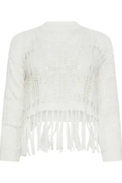 Pixiegirl Petite White Crochet Tassel Jumper