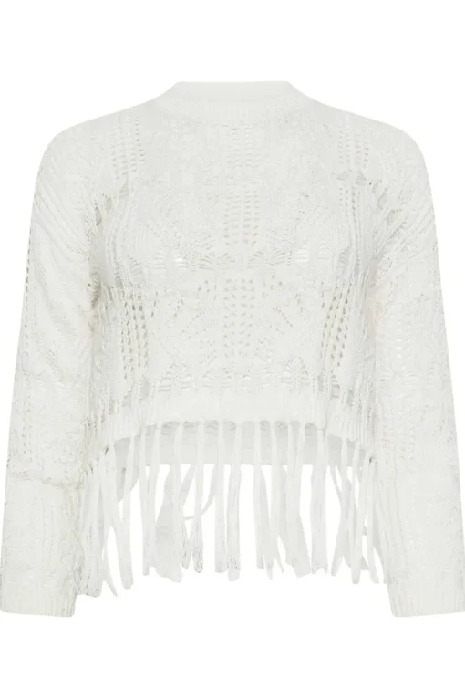 Pixiegirl Petite White Crochet Tassel Jumper