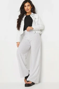 Pixiegirl Petite White Pinstripe Wide Leg Trousers