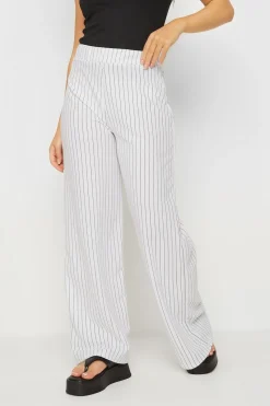 Pixiegirl Petite White Pinstripe Wide Leg Trousers