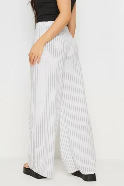 Pixiegirl Petite White Pinstripe Wide Leg Trousers