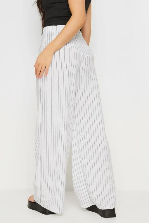 Pixiegirl Petite White Pinstripe Wide Leg Trousers