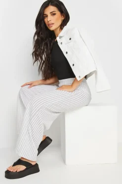 Pixiegirl Petite White Pinstripe Wide Leg Trousers