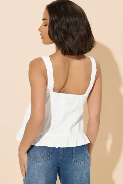 Pixiegirl Petite White Ruched Bust Tie Front Top