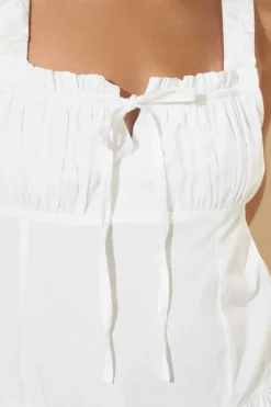 Pixiegirl Petite White Ruched Bust Tie Front Top