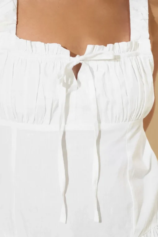 Pixiegirl Petite White Ruched Bust Tie Front Top