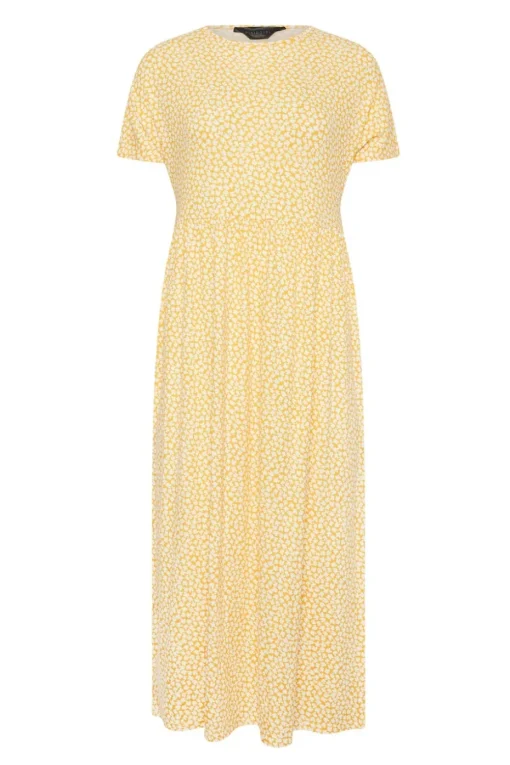 Pixiegirl Petite Yellow Ditsy Floral Print Midi Smock Dress