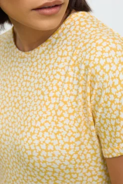 Pixiegirl Petite Yellow Ditsy Floral Print Midi Smock Dress