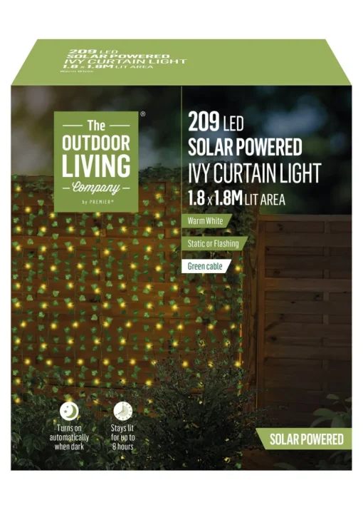 Premier Decorations 209 Solar Powered LED Ivy Curtain Light