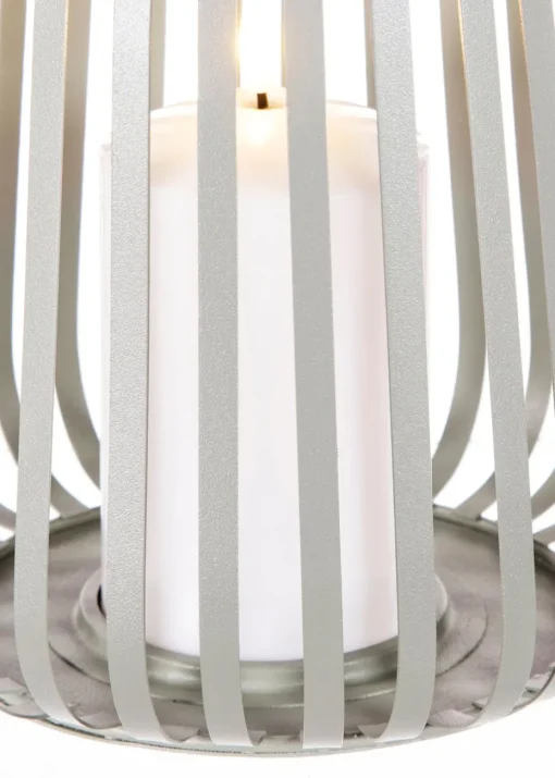 Premier Decorations Battery Operated Metal Lantern with 1 LED Plastic Candle Sage Green