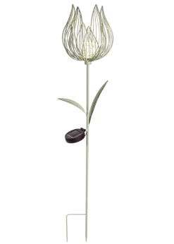 Premier Decorations Sage Green Solar Metal Tulip Garden Stake Light