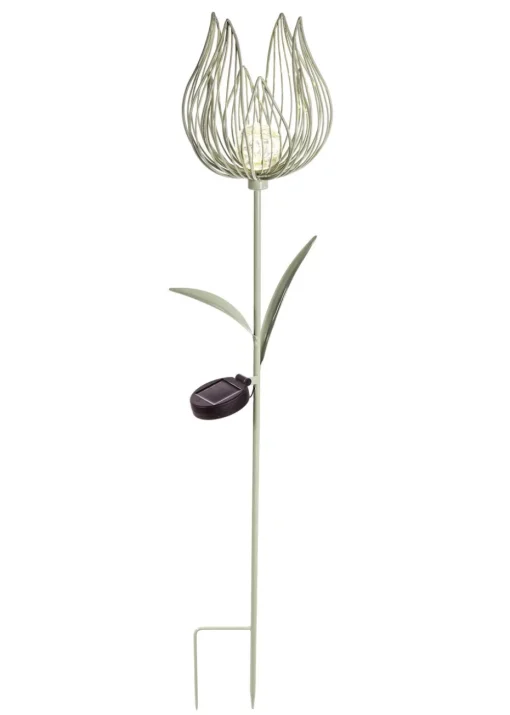 Premier Decorations Sage Green Solar Metal Tulip Garden Stake Light