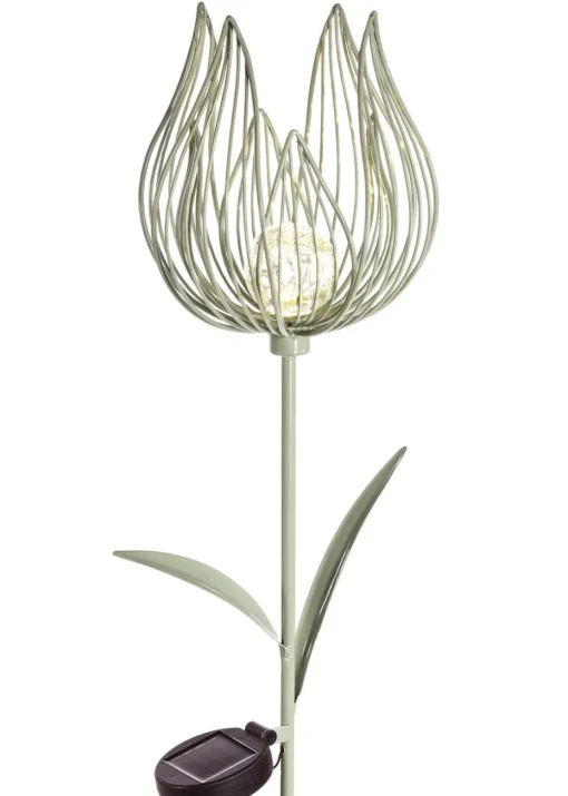 Premier Decorations Sage Green Solar Metal Tulip Garden Stake Light