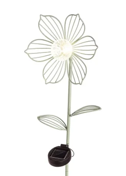 Premier Decorations Sage Green Solar Metal Flower Garden Stake Light