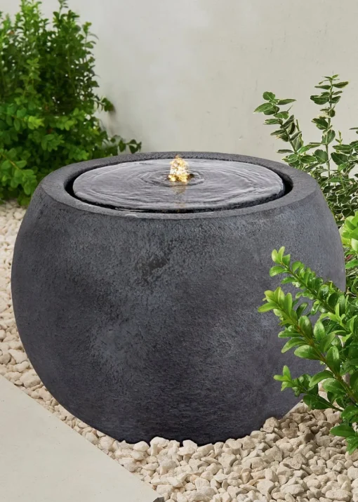 Premier Decorations Slate Orb Water Feature with Warm White LEDs