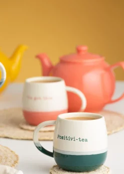 Price & Kensington Slogan Mugs Blue and Green