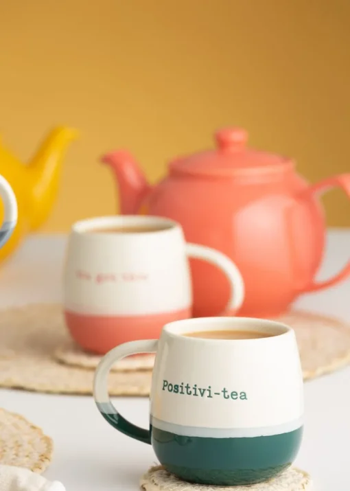 Price & Kensington Slogan Mugs Blue and Green