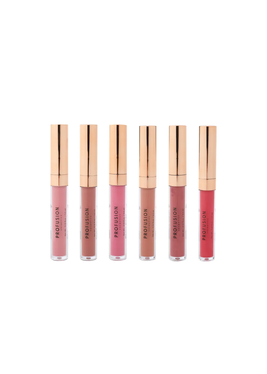 Profusion Cosmetics Glossy Pout Lip Gloss Set 6pc