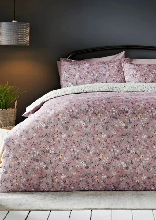 Purple Watercolour Floral Duvet Set