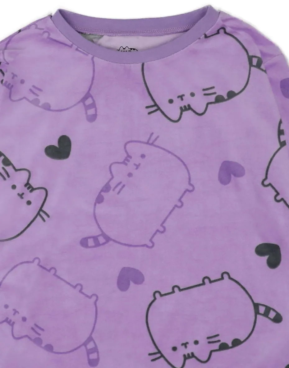Pusheen Girls Purple All Over Print Pyjama Set (9 - 14 Years)