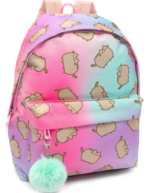 Pusheen Multi Colour Backpack with Pom Pom Keyring